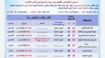 ارتفاع درجات الحرارة مع احتمال هطول الأمطار.. توقعات الأرصاد للطقس يوم الثلاثاء المقبل