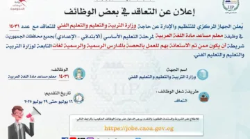 التنظيم والإدارة يعلن عن توظيف 14,031 معلماً مساعداً ويطلب 57 مهندساً