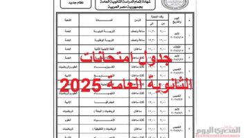 الجدول الكامل لامتحانات الثانوية العامة 2025 للأقسام العلمية والأدبية بصيغة «pdf» قبل اللغة العربية