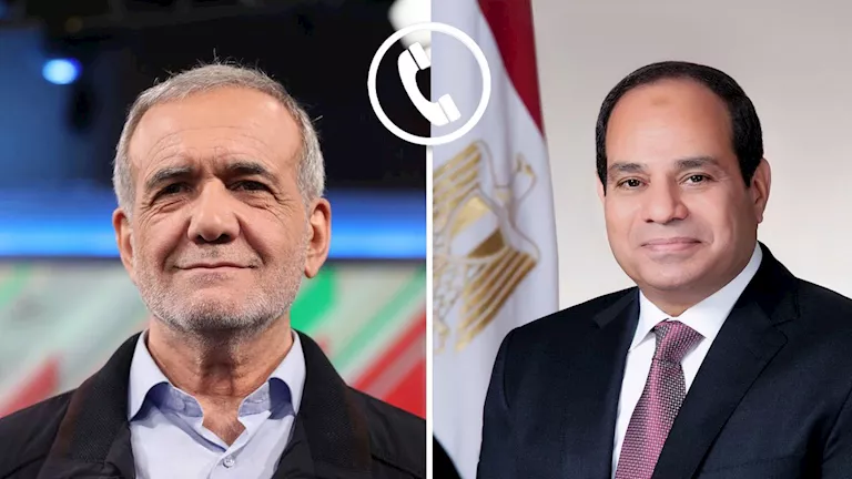 السيسي ورئيس إيران يبرزون أهمية تجنب الانجراف نحو صراع عسكري في المنطقة السيسي ورئيس إيران يبرزون أهمية تجنب الانجراف نحو صراع عسكري في المنطقة