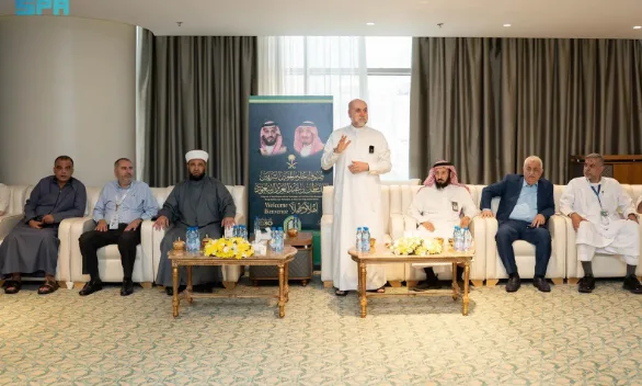 الهباش ووزير الأوقاف الفلسطيني يستقبلان الحجاج المستضافين في إطار برنامج ضيوف خادم الحرمين الشريفين.
