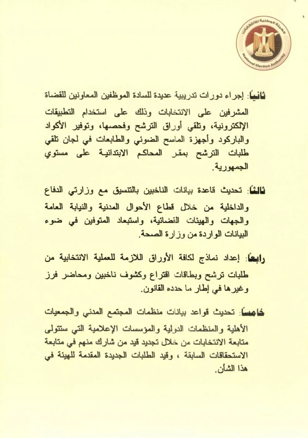 الهيئة الوطنية للانتخابات تكشف يوم الثلاثاء المقبل عن تفاصيل انتخابات مجلس الشيوخ