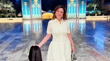 «بلاد الرافدين».. إلهام شاهين تأسر الأنظار بإطلالتها البيضاء في العراق