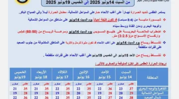 توقعات الطقس ليوم السبت 14 يونيو 2025: ارتفاع درجات الحرارة في القاهرة والعظمى تصل إلى 37 درجة