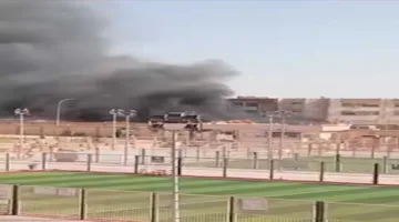 حريق بالقرب من كلية التربية الرياضية في مدينة السادات (صور)