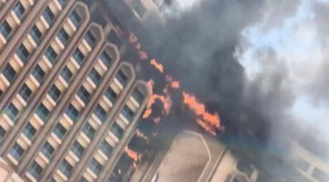 حريق كبير في فندق “قلب العالم” بالعاصمة العراقية بغداد