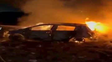 حريق نشب قرب محطة الطاقة الكهربائية في حيفا بعد سقوط صواريخ إيرانية.