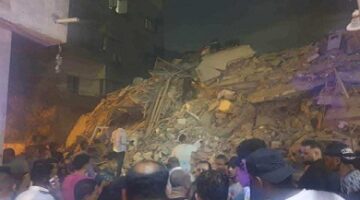تداعي منزل الفنان نور الشريف في منطقة السيدة زينب.