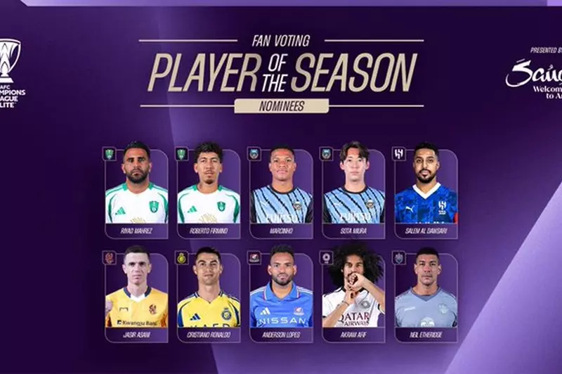 رونالدو ومحرز والدوسري: 10 لاعبين يتنافسون على لقب أفضل لاعب في دوري أبطال آسيا. رونالدو ومحرز والدوسري: 10 لاعبين يتنافسون على لقب أفضل لاعب في دوري أبطال آسيا.
