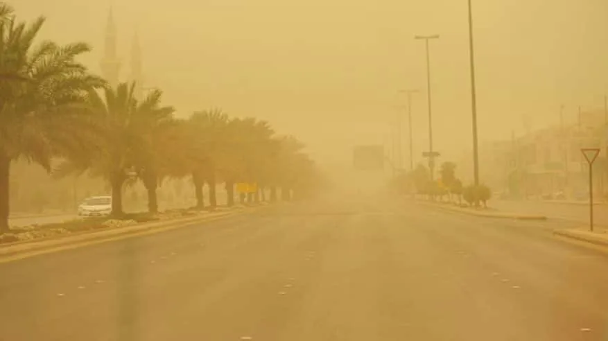 رياح قوية ووجود ضباب في تبوك