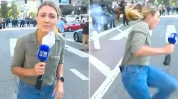 شرطي أمريكي يطلق رصاصة مطاطية على مراسلة أثناء البث المباشر في لوس أنجلوس (فيديو)