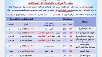 ضباب وزيادة في درجات الحرارة.. الأرصاد توضح تفاصيل حالة الطقس ليوم غدٍ