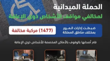 ضبط 1477 سيارة مخالفة موقوفة في أماكن مخصصة لذوي الاحتياجات الخاصة