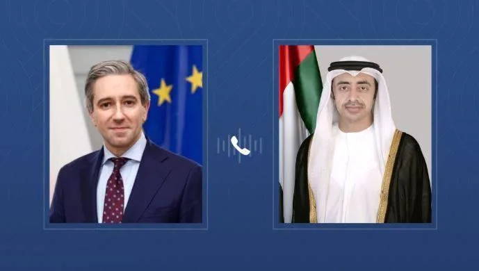 عبد الله بن زايد ووزير الخارجية الإيرلندي يناقشان عبر الهاتف القضايا الإقليمية الراهنة عبد الله بن زايد ووزير الخارجية الإيرلندي يناقشان عبر الهاتف القضايا الإقليمية الراهنة