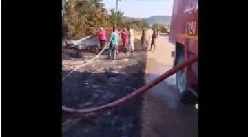 فيديو: نشوب حريق في مزارع الوسيطة بالجبل الأخضر