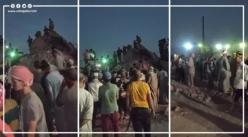 لحظة استخراج الضحايا من تحت مدخنة مصنع الطوب في الصف (فيديو)