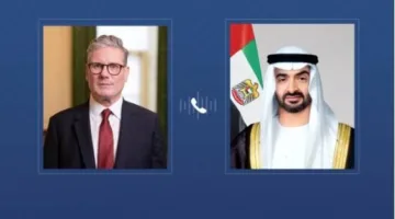 محمد بن زايد وستارمر يشددان على ضرورة تخفيف التوتر وتشجيع الحوار لمعالجة التحديات في المنطقة.