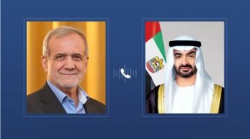 محمد بن زايد يناقش مع الرئيس الإيراني آخر التطورات في المنطقة