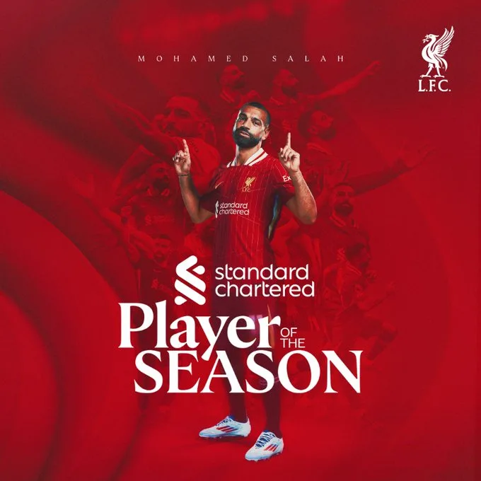 محمد صلاح يُحقق لقب أفضل لاعب في الموسم مع ليفربول محمد صلاح يُحقق لقب أفضل لاعب في الموسم مع ليفربول