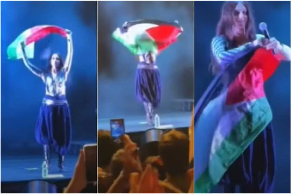 مغنية إيطالية ترفع علم فلسطين خلال عرضها.. ما التفاصيل؟ (فيديو) مغنية إيطالية ترفع علم فلسطين خلال عرضها.. ما التفاصيل؟ (فيديو)