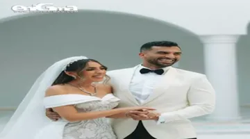 منة عدلي القيعي تجري جلسة تصوير مع زوجها بفستان الزفاف (صور)