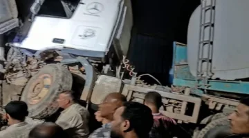 موت سائق وابنه نتيجة تصادم شاحنة على جانب الطريق بطريق القاهرة-الإسكندرية