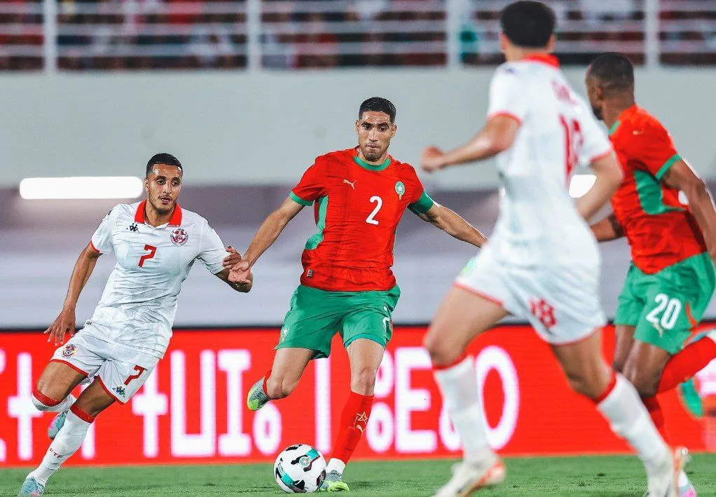 نتيجة اللقاء الودي بين المغرب وتونس.. حكيمي يقود الأسود نحو الفوز نتيجة اللقاء الودي بين المغرب وتونس.. حكيمي يقود الأسود نحو الفوز