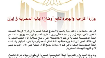 وزارة الخارجية تراقب حالة المواطنين المصريين في إيران
