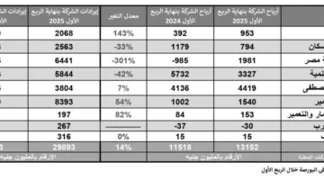إيرادات الشركات العقارية المدرجة تثبت عند 131 مليار جنيه في الربع الأول