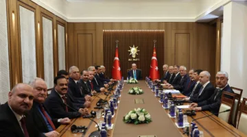 المشهداني يلتقي أردوغان ويشدد على تطور العلاقات بين العراق وتركيا.