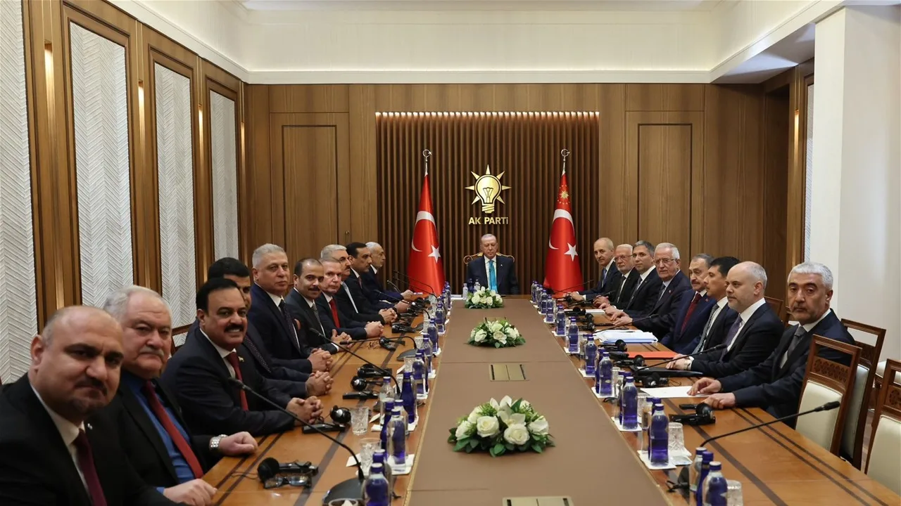 المشهداني يلتقي أردوغان ويشدد على تطور العلاقات بين العراق وتركيا.