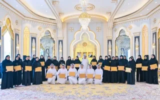 حاكم عجمان وولي العهد يلتقيان بالطلاب الأوائل في الثانوية العامة بالإمارة