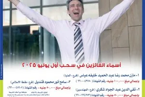 المصرف المتحد يكشف عن الفائزين بسحب شهادة المليونير لشهر يوليو 2025.. جوائز تصل إلى 150 ألف جنيه.