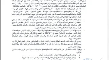 وزير التعليم العالي يعلن عن معايير قبول الطلاب من الشهادات الفنية للعام 2025.