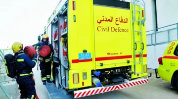 الدفاع المدني يتعامل مع حريق في منطقة الريان