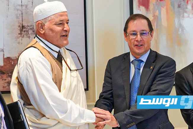 من لقاء السفير الروسي مع اللجنة السياسية للمجلس الاجتماعي سوق الجمعة والنواحي الأربع في طرابلس، 3 يوليو 2025. (الصفحة الرسمية للمجلس)
