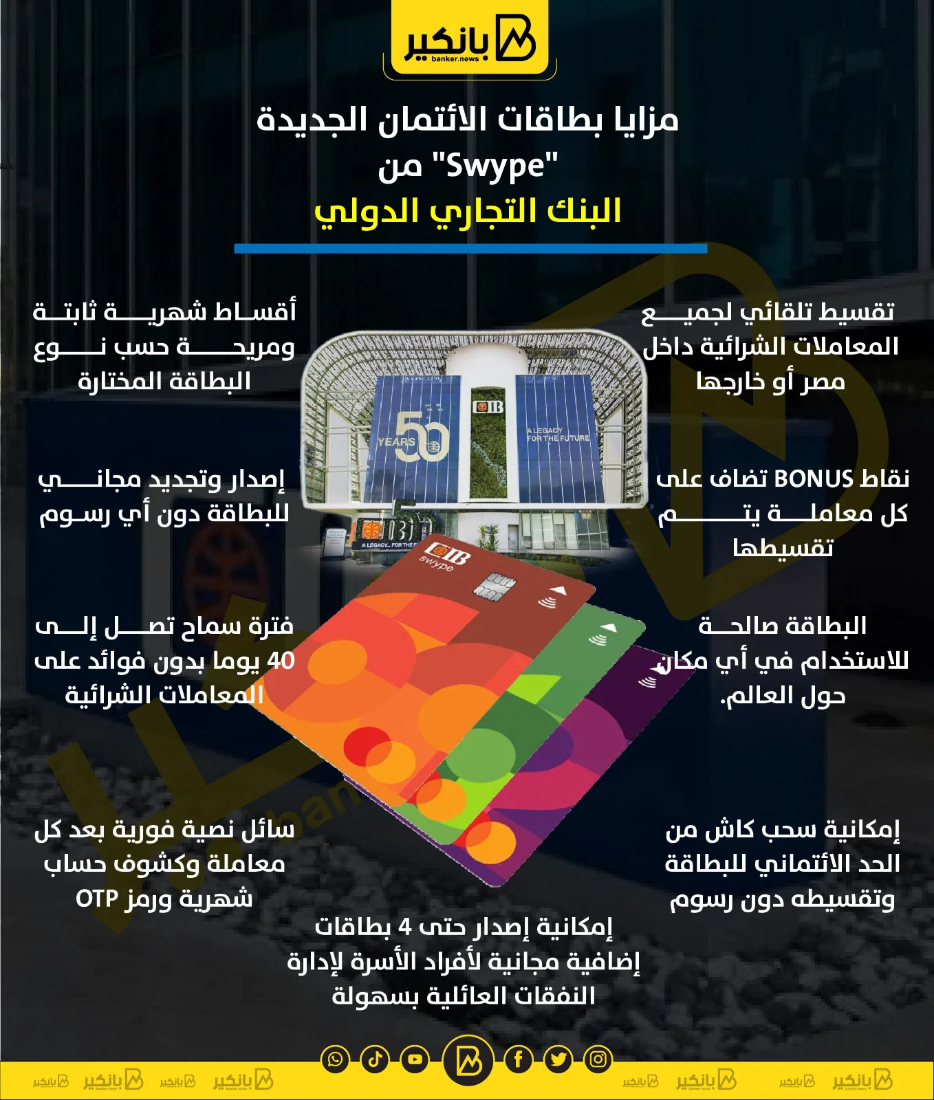 مميزات بطاقات الائتمان الجديدة “Swype” من البنك التجاري الدولي | إنفوجرافيك مميزات بطاقات الائتمان الجديدة “Swype” من البنك التجاري الدولي | إنفوجرافيك