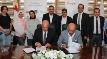 “المصرية للمطارات” و”تارجت” تبرمان اتفاقية استراتيجية لتحديث منطقة الخدمات في مطار برج العرب الدولي.