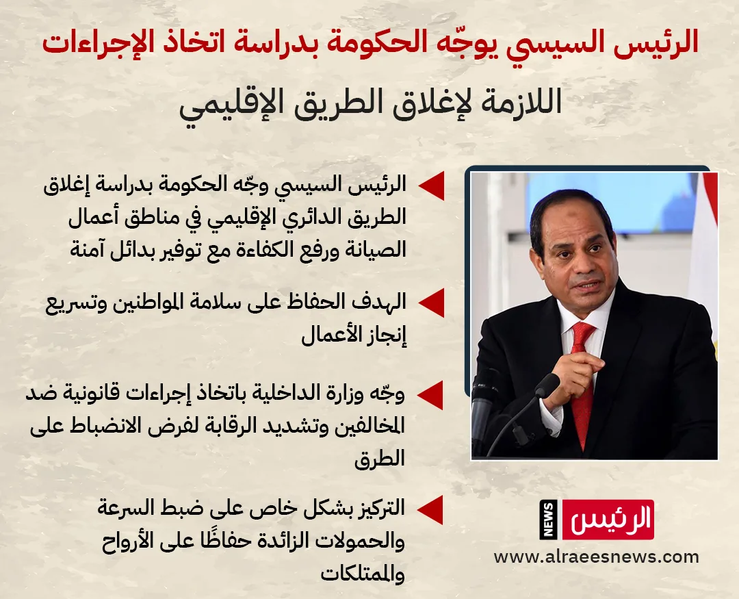 عاجل | تعليمات رئاسية بتقييم إمكانية إغلاق الطريق الدائري الإقليمي