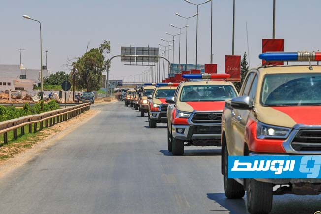 جانب من انتشار وحدات من إدارة الشرطة والسجون العسكرية التابعة لـ«القيادة العامة» في بنغازي، السبت 5 يوليو 2025 (شعبة الإعلام الحربي)