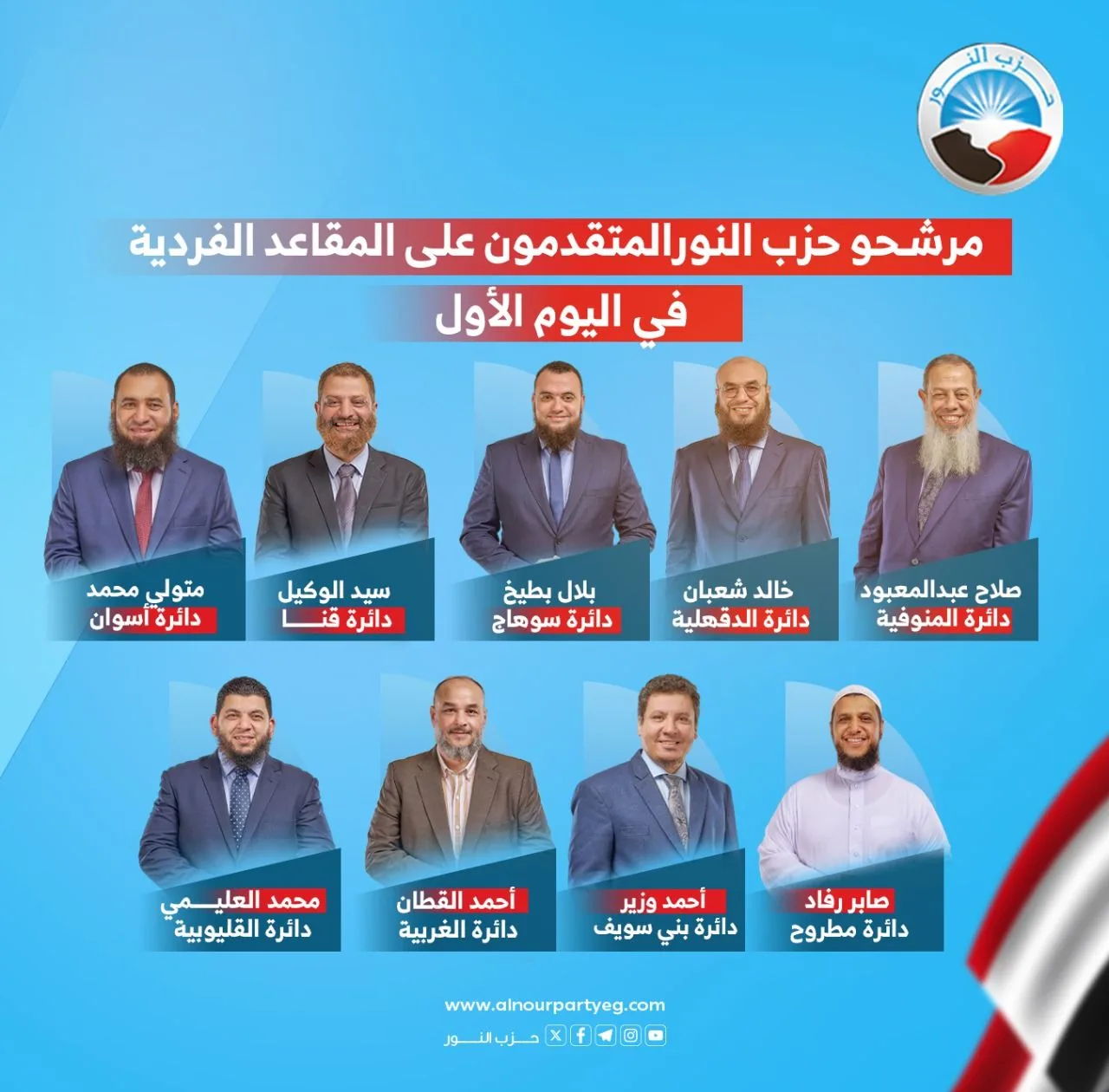 انتخابات مجلس الشيوخ 2025.. حزب النور يرشح 9 أفراد للتنافس على المقاعد الفردية انتخابات مجلس الشيوخ 2025.. حزب النور يرشح 9 أفراد للتنافس على المقاعد الفردية