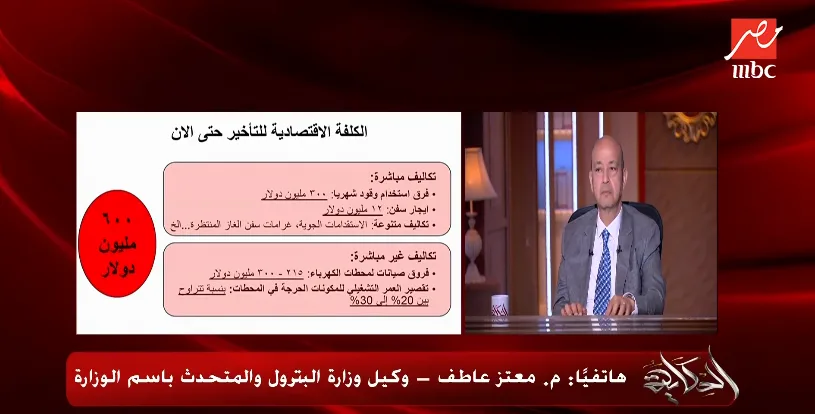 وزير البترول ينفي فقدان 600 مليون دولار شهريًا بسبب سفن الغاز: “هذا غير صحيح ومبالغ فيه” وزير البترول ينفي فقدان 600 مليون دولار شهريًا بسبب سفن الغاز: “هذا غير صحيح ومبالغ فيه”