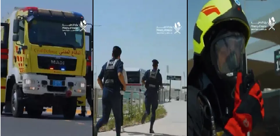 الداخلية تجري تمريناً لت simulating حريق في حافلة بمحطة حافلات الغرافة الداخلية تجري تمريناً لت simulating حريق في حافلة بمحطة حافلات الغرافة