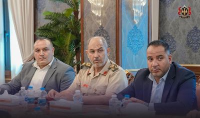جانب من اجتماع النائب العام الصديق الصور مع أعضاء لجنة الترتيبات الأمنية والعسكرية بمدينة طرابلس، الإثنين 7 يوليو 2025 (مكتب النائب العام)