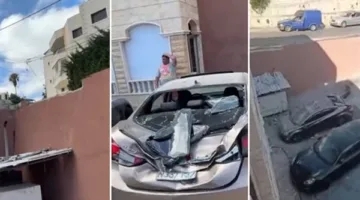 حادثة مدهشة في اللوبية الجنوبية… سيارة ترتفع في الهواء وتسقط في ساحة منزل، والأم وابنتها في وحدة العناية المركزة