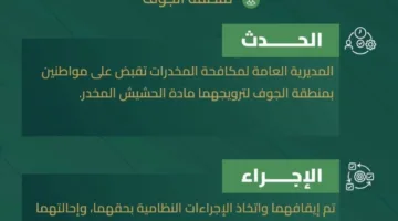 إلقاء القبض على شخصين في الجوف بتهمة ترويج مادة الحشيش المخدر من قبل مكافحة المخدرات