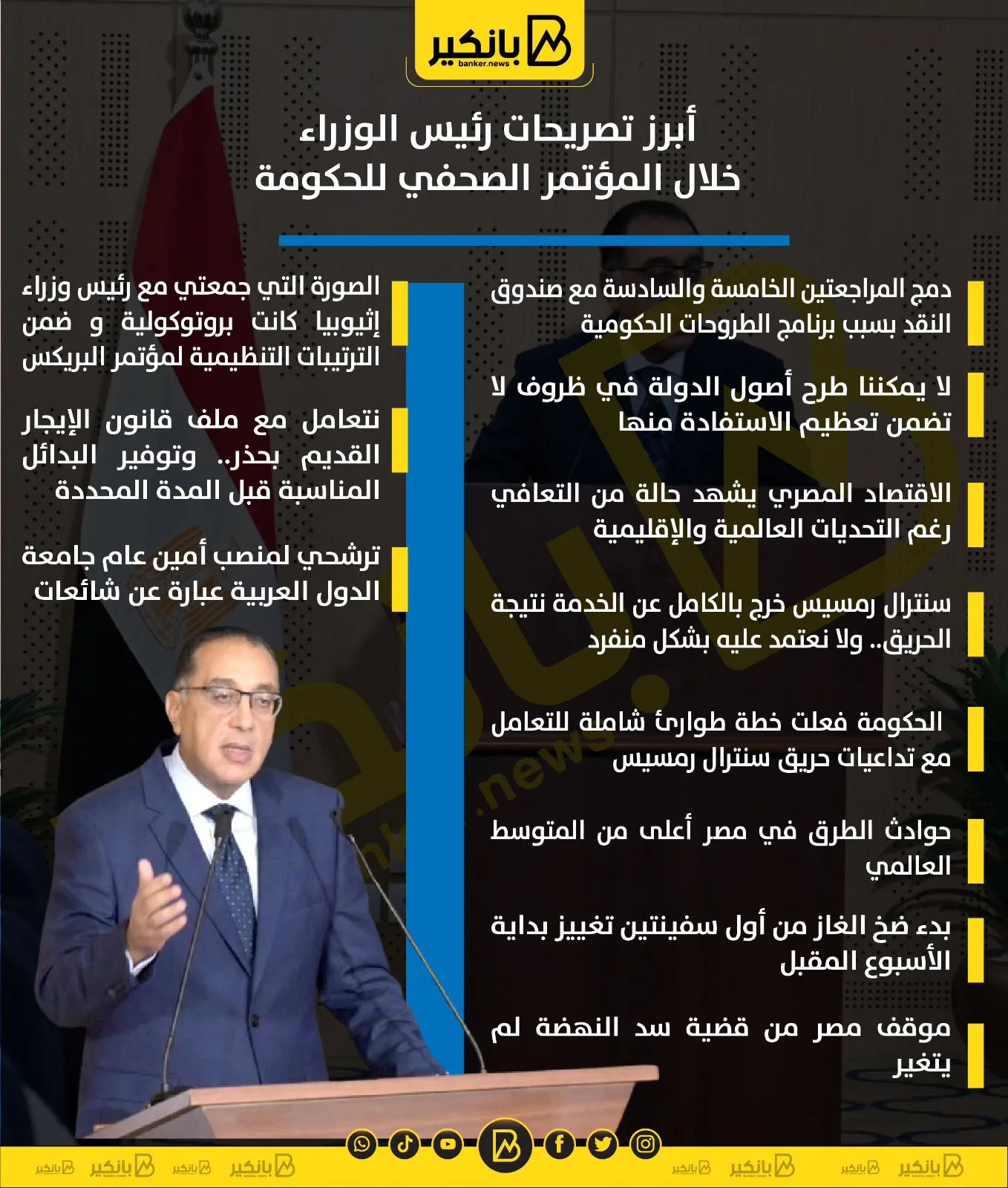 أهم ما قاله رئيس الوزراء في المؤتمر الصحفي للحكومة | إنفوجرافيك أهم ما قاله رئيس الوزراء في المؤتمر الصحفي للحكومة | إنفوجرافيك