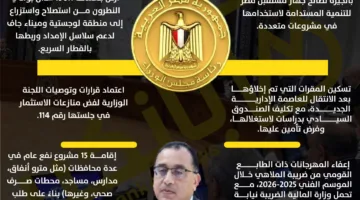 ثمانية قرارات رئيسية صدرت عن اجتماع مجلس الوزراء اليوم | إنفوجراف