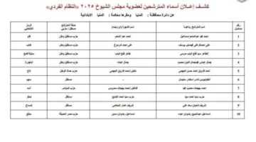 14 مرشحًا بالنظام الفردي يتنافسون لعضوية مجلس الشيوخ في المنيا