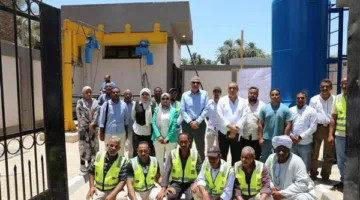 محافظ أسوان يزور مشروع محطة معالجة مياه الصرف الصحي في قرية الفوزة بالرديسية بحري
